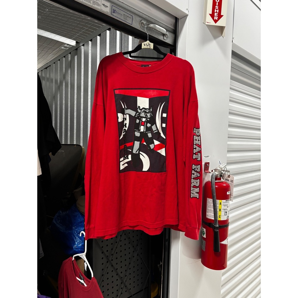 Vintage Phat Farm Size Large Red Long Sleeve T-Shirt Mens Streetwear Hip Hop